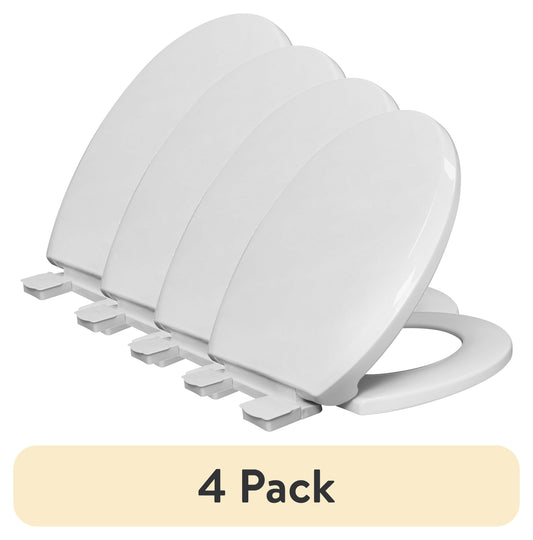 (4 pack) Mainstays Plastic Round Slow Close Toilet Seat in White