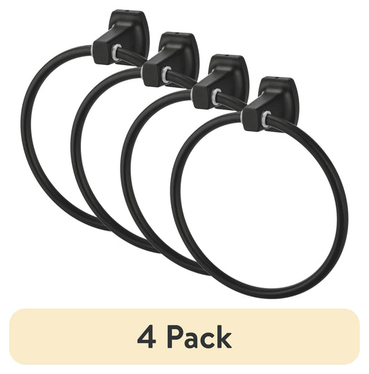 Mainstays Square Matte Black Steel Wall Mount Towel Ring