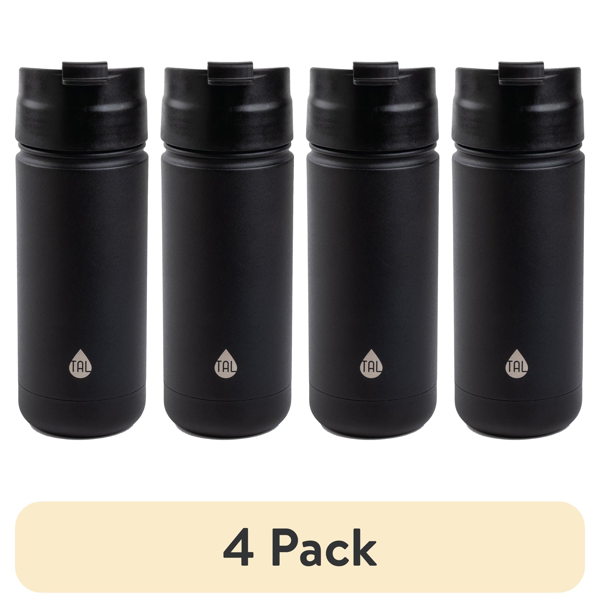 (4 pack) TAL 18oz Stainless Steel Ranger Coffee Travel Mug, Black