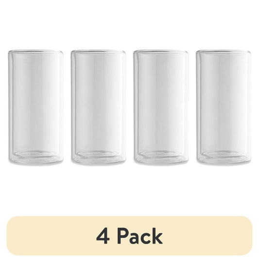 (4 pack) Thyme & Table 4-Piece 16oz Clear Double Wall Glass Set