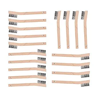 Wood Handle Wire Scratch Brush Sets for Cleaning Rust, Paint, Weld Slag, Grill & Metal ( 18Pack-7in Stainless Steel Small Wire Scratch Brushes with Beech Wood Handle)