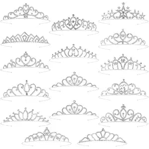 16 Pcs Tiaras Crowns Headbands for Women Girls Silver Princess Tiara Bulk Crown Tiaras Rapunzel Crown for Wedding Birthday Crystal Tiara for Prom, Bride, Pageant, Halloween