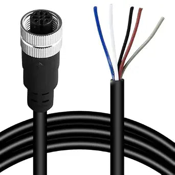 M12 5 Pins Female Connector Cables, Waterproof IP67 Solder Locking System, Brass Gold-Plated Contacts, A Code Straight Aviation Sensor Electrical Cable 60V 2A Industrial Grade Cable