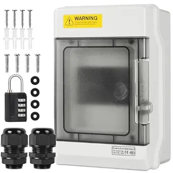 Outdoor Circuit Breaker Box,Power Distribution Box,Circuit Breaker Panels,Sub Panel Breaker Box, Electrical Panel Box with Clear Cover, Bus Bars and DIN Rail for Indoor and Outdoor(SH-4WAY)