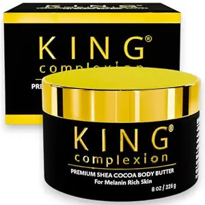 King Complexion Shea Cocoa Premium Body Butter - Large 8 oz - Coconut Oil - Black Skincare - Body Moisturizer - Ultra Hydration - Massage Butter - Light Cocoa Smell - Gives Skin It's Natural Glow