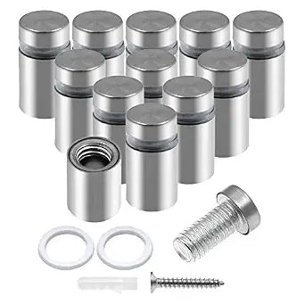 Luomorgo Stainless Steel Standoff Screws, 1/2" x 0.78", Silver, 12 Pcs