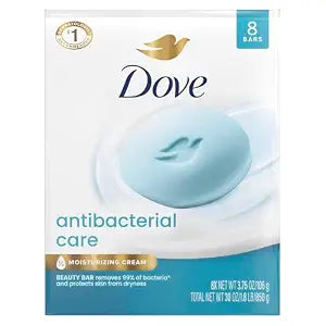 Dove Beauty Bar Soap 8ct Antibacterial Care,For Moisturized Skin, 3.75oz