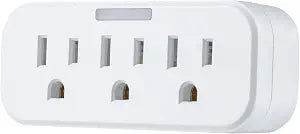 GE Outlet Extender with Guide Light, 2 Pack, 3 Outlet Multi Plug
