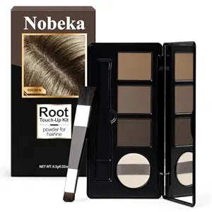 3 Colors Blendable Root Touch Up Powder, Sweat Resistant Hairline Powder with Brush & Puff, Root Cover Up for Thinning Hair, Roots, Gray Coverage - Brown