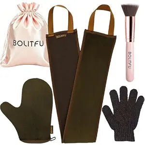 4 Pack Self Tanning Mitt Applicator Kit, Reusable & Washable (Brown)