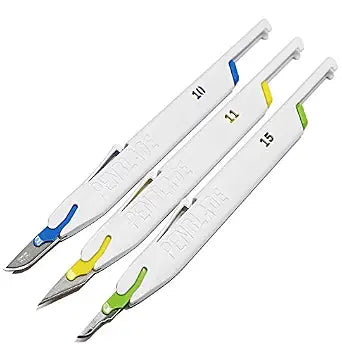TIDI PenBlade Retractable Utility Knife, Blade Sizes 10, 11A, and 15 (Pack of 3)  Stainless-Steel Hobby Knife  Durable, Food-Safe Craft Knife Set for DIY Projects  Craft Supplies (PB-NS3-MIX)