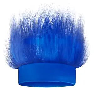 Novelty Place Blue Hairy Headband - Fun and Fuzzy Crazy Hair Wig Troll Hair Costume Accessory - Perfect for Sports Parties, Cosplay, and Halloween - Fits Kids, Teens and Adults