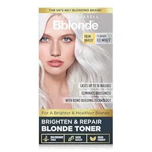 Jerome Russell Bblonde Ice White Post Blonding Toner - Semi Permanent Hair Dye Kit for Pre Lightened & Blonde Hair with Brazil Nut Oil, No Ammonia & Vegan