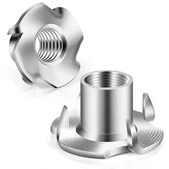 5/16"-18 T-Nuts 304 Stainless Steel, 4-Pronged Tee Nut for Wood, Rock Climbing Holds, Furniture, 25 PCS