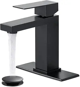 Matte Black Bathroom Faucet, Square Bathroom Sink Faucet 1 Hole