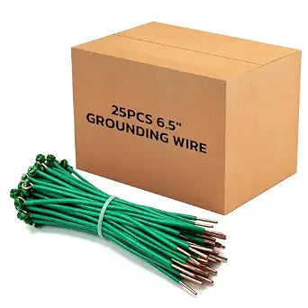 25PCS 12 AWG 6.5" Copper Ground Wire, Grounding Pigtails with Ground Screws