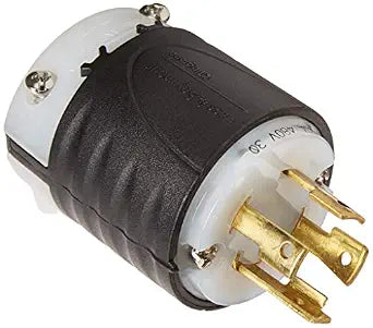 Legrand Pass & Seymour L1630P Turnlok Industrial Spec Grade Locking Plug, 30 Amp 3 Phase 480V, NEMA L16-30P, Black/White (1 Count)