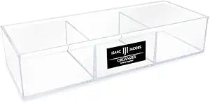 Isaac Jacobs Large 3-Compartment Acrylic Stackable Organizer (12.9" L x 5" W x 2.7" H), Multi-Sectional Tray & Storage Solution for Makeup, Craft Supplies, Bathroom, Kitchen, Office (Clear)