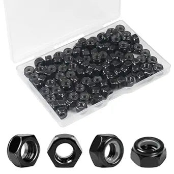 100Pcs M5 x 0.8mm Nylon Insert Hex Lock Nuts Locknuts