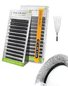 NAGARAKU 5D U Lash Extensions 0.07 D 8-15mm Mix Premade Fans Matte Black