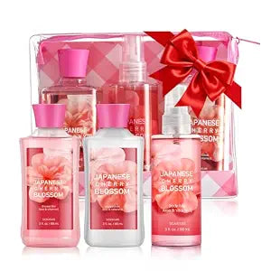 Japanese Cherry Blossom Bath Set for Women, Shower Gel Lotion & Body Mist