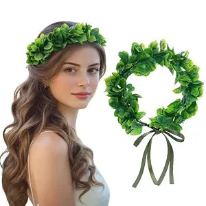 Green Leaf Crown for Women Wreath Bohemian Headpiece Leaf Headband