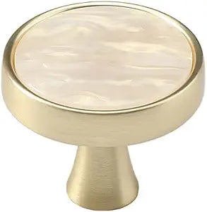 10 Pack Round Gold Cabinet Knobs 1.2" | Brushed Pearl Gold Drawer Knobs & Dresser Knobs, Warm Gold Cabinet Hardware for Dresser, Wardrobe & Kitchen Cabinets