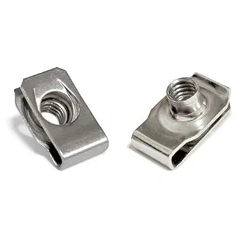 1/4"-20 U-Style Clip-On Nut, U-Type Stainless Steel 18-8 (304) Regular Extruded U-Nut, Pack of 20