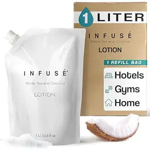 1 Liter Body Lotion Refill Bag for Hotel Soap Dispensers, Bulk