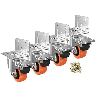 2" L-Shaped Caster Wheels Set of 4, Side Mount Swivel Casters