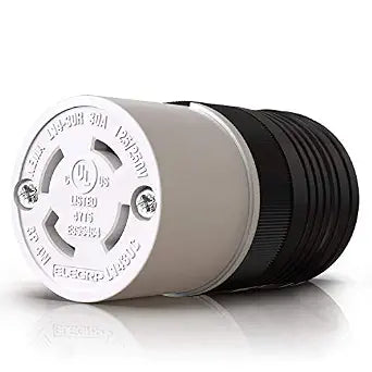 ELEGRP NEMA L14-30R Locking Connector, Generator Twist Lock Adapter Female Connector, 30 Amp 125/250V 3 Pole 4 Wire Grounding, Industrial Grade Heavy Duty, UL Listed (1 Pack, Black/White)