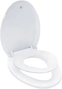 Elongated Toilet Seat with Toddler Seat Built In Soft Close, Slow Close Family Toilet Seat with Potty Training Seat White