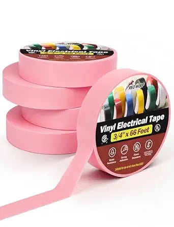RED WOLF 5 Pack Pink PVC Electrical Tape 3/4 Inch x 66 Ft Industrial Grade UL/CSA Listed 7 Mil Thick Flame Retardant High Temp Waterproof Electrical PVC Tape Electric Super Vinyl Rated 600V