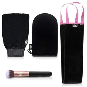 Bronze Tan Self Tanner Kit: Mitt, Exfoliating Mitt, Brush, Back Applicator