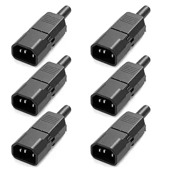 Baomain AC Power Connector IEC320 C14 Male Plug Toolless Design TUV 6-Pack