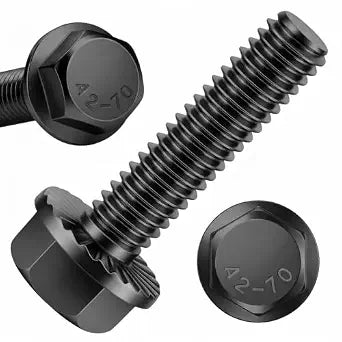 Mellewell 5/16-18 x 3/4" Flanged Hex Head Bolts Flange Hexagon Screws, Stainless Steel A2 Black Finish, DIN 6921, 15 PCS