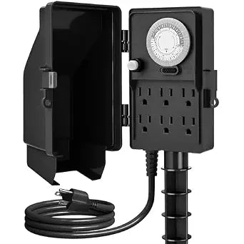 SURAIELEC Outdoor Power Stake Timer 24-Hour Mechanical Timers Waterproof