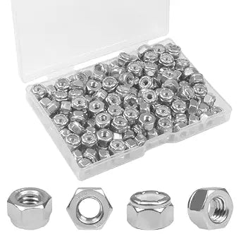 150PCS #10-24 Nylon Insert Hex Lock Nuts,304 Stainless Steel