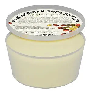 HERBOGANIC Pure African Shea Butter Raw Organic, White Ivory 100% Natural Unrefined | For Body & Hair Scalp Non GMO - 16 oz