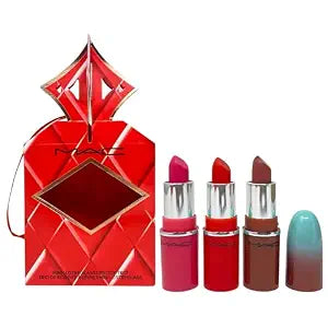 MAC MC Cosmetics Holiday Exclusive Wildest Gleams Mini Lustreglass Lipstick Trio: Brights - Posh Pit, No Photos and 