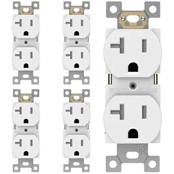 TG 20-Amp Duplex Outlet, Tamper-Resistant Receptacle, White, 5-Pack