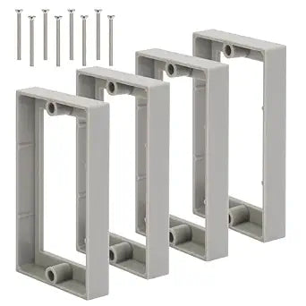 Single Gang Receptacle Outlet Box Extenders 1/2",Gray,Pack of 4