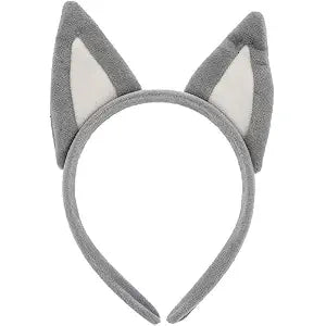 Dog Ears Headband Halloween Animal Cosplay Costumes Dress-up Headpiece Wolf Headwear for Women Grey
