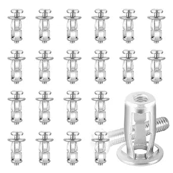 20Pcs M4 x 20 Hollow Door Anchor Set, Metal Cavity Fixing Anchors for Aluminium Cladding, Steel Pipe, Iron Sheet, Plastic Sheet (8 * 16MM)