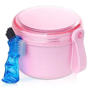 Denture Case, Leakproof Denture Soaking & Retainer Cleaning Container Cup