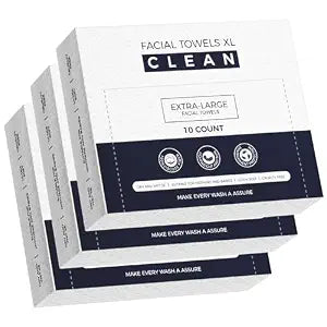 Disposable Face Towels XL,3 Travel Pack Faces Towel, 7.9" x 9.4" Large Face Towelettes Disposable,100% Viscose Fiber Extra Thick Soft Dry Wipes For Sensitive Skin,Makeup Remover,Face's Wipes,30 Count