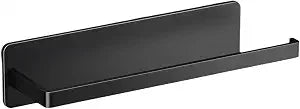 Adhesive Towel Bar, No Drill U-Shaped Stick on Wall Towel Rack & Paper Towel Holder for Kitchen Bathroom, Damage-Free Mounting, Strong Black Metal