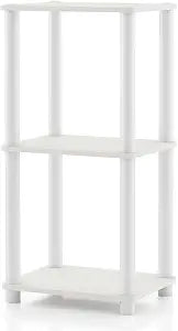 Homes: Inside + Out Apexa Modern 3-Tier Narrow Shelving Units, Collectibles Display Shelves, Easy Assembly Standing Shelf, Home Storage Organizer for Living Room, Bedroom, Office, White
