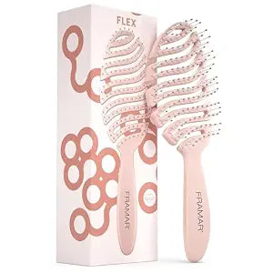 FRAMAR Vented Pink Hair Brush For Women, Flex Brush With Bendable Frame