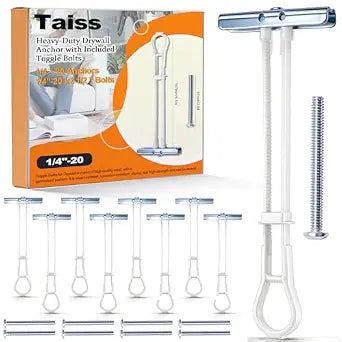 Taiss Heavy-Duty Drywall Anchor with Included Toggle Bolts 1/4''-20 for TV Mounting Kit,Hollow Walls Anchors,Plaster & Tile Holds up to 270lbs Each in 1/2 Drywall,8 Pack